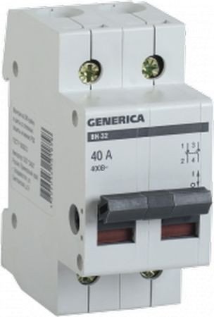 

Выключатель нагрузки Generica ВН-32 2Р 40А MNV15-2-040