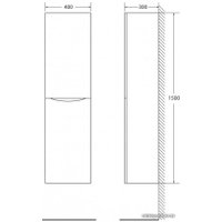  BelBagno Шкаф-пенал Fly-Marino-1500-2A-SC-RG-P-L (rovere grigio)