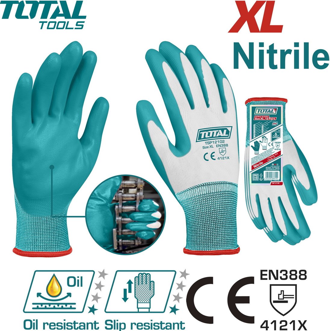 Текстильные перчатки Total TSP12102-XL