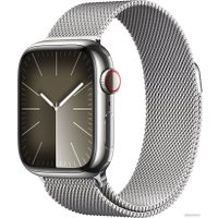 Умные часы Apple Watch Series 9 LTE 41 мм (корпус из нержавеющей стали, серебристый/миланский серебристый)