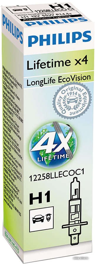 Галогенная лампа Philips H1 LongLife EcoVision 1шт [12258LLECOC1]