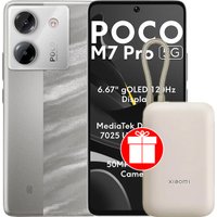 Телефон POCO M7 Pro 5G 8GB/256GB международная версия (серебристый) + пауэрбанк Xiaomi Power Bank P15ZM 10000mAh (бежевый) по акции