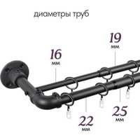 Карниз для штор UG Home Раздвижной 2-рядный 2КМ-367-Ч (черный, 1.5-3.67м) в Гомеле