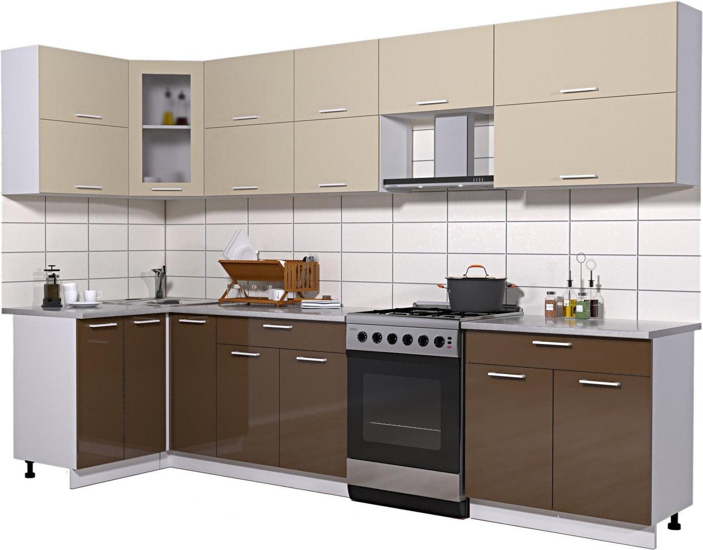 

Готовая кухня Интерлиния Мила Gloss 60-12x31 (ваниль/шоколад глянец)