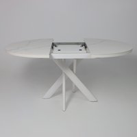 Кухонный стол Мамадома Ronaldo-120 раздвижной 120-160 (patagonoa bianco gloss premium cer/белый)