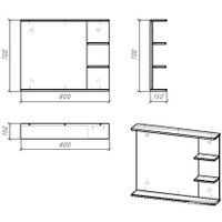 Зеркало Doratiz Гавайи 80 2711.158 (с полками справа)