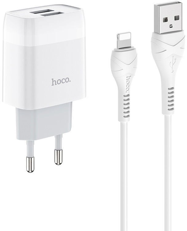 

Сетевое зарядное Hoco C73A Lightning (белый)