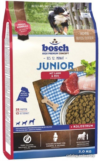 Сухой корм для собак Bosch Junior Lamb & Rice 3 кг (Юниор Ягненок с Рисом)