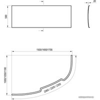 Фронтальный экран под ванну Ravak Asymmetric 160L CZ46100000