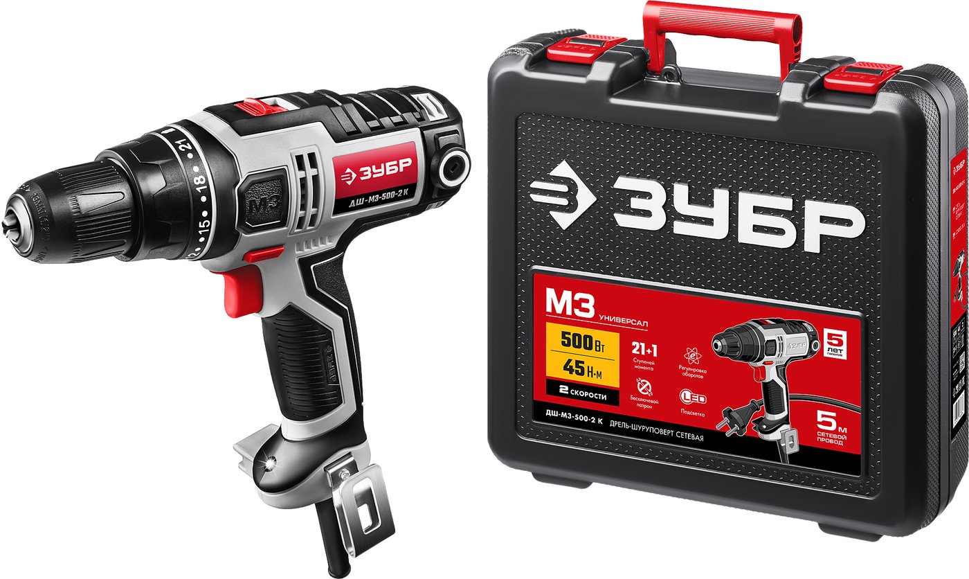 

Дрель-шуруповерт Зубр ДШ-М3-500-2 К