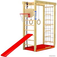 Детский спортивный комплекс Ecodrev Крепыш П-образный, сетка и шведская стенка (бежевый, полный)