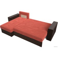 Угловой диван Лига диванов Дубай лайт левый (микровельвет коралловый/коричневый)