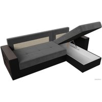 Угловой диван Лига диванов Дубай лайт правый 114160 (велюр серый/экокожа черный)