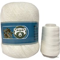 Набор пряжи для вязания ХоббиБум Пух норки 801 50 г 340 м (белый)