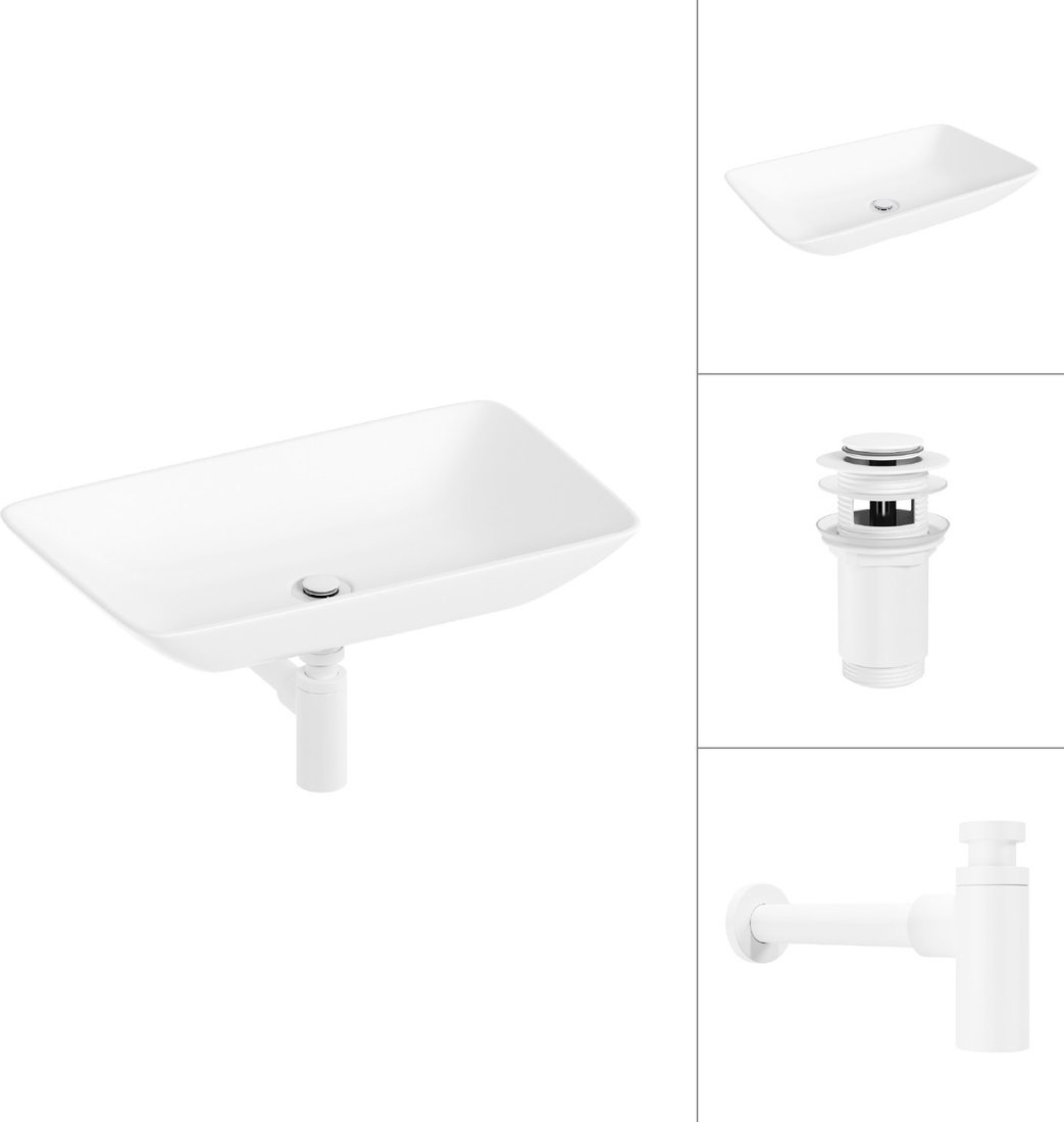 

Умывальник Lauter 21540 + клапан 21190W + сифон 21635W (белый матовый)