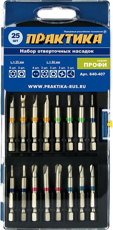 

Набор бит Практика Профи 640-407 (25 шт)