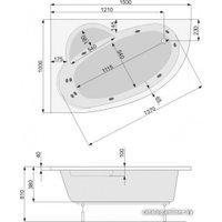 Ванна Poolspa Klio Asym 150x100 L Titanium PHAC210STTC0000