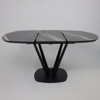 Кухонный стол Listvig Merlin 110-150х75 (МДФ+HPL-пластик черный Sahara Noir/черный)