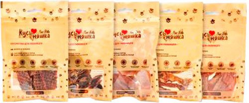 

Лакомство для собак Кусьняшка говяжьи вымя, печень, пищевод, рубец, семенники 5 шт