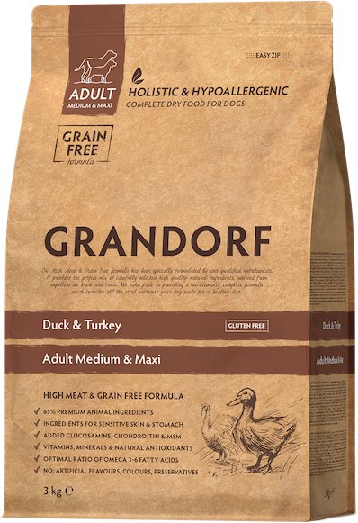 

Сухой корм для собак Grandorf Adult Medium & Maxi Duck & Turkey (с уткой и индейкой) 3 кг