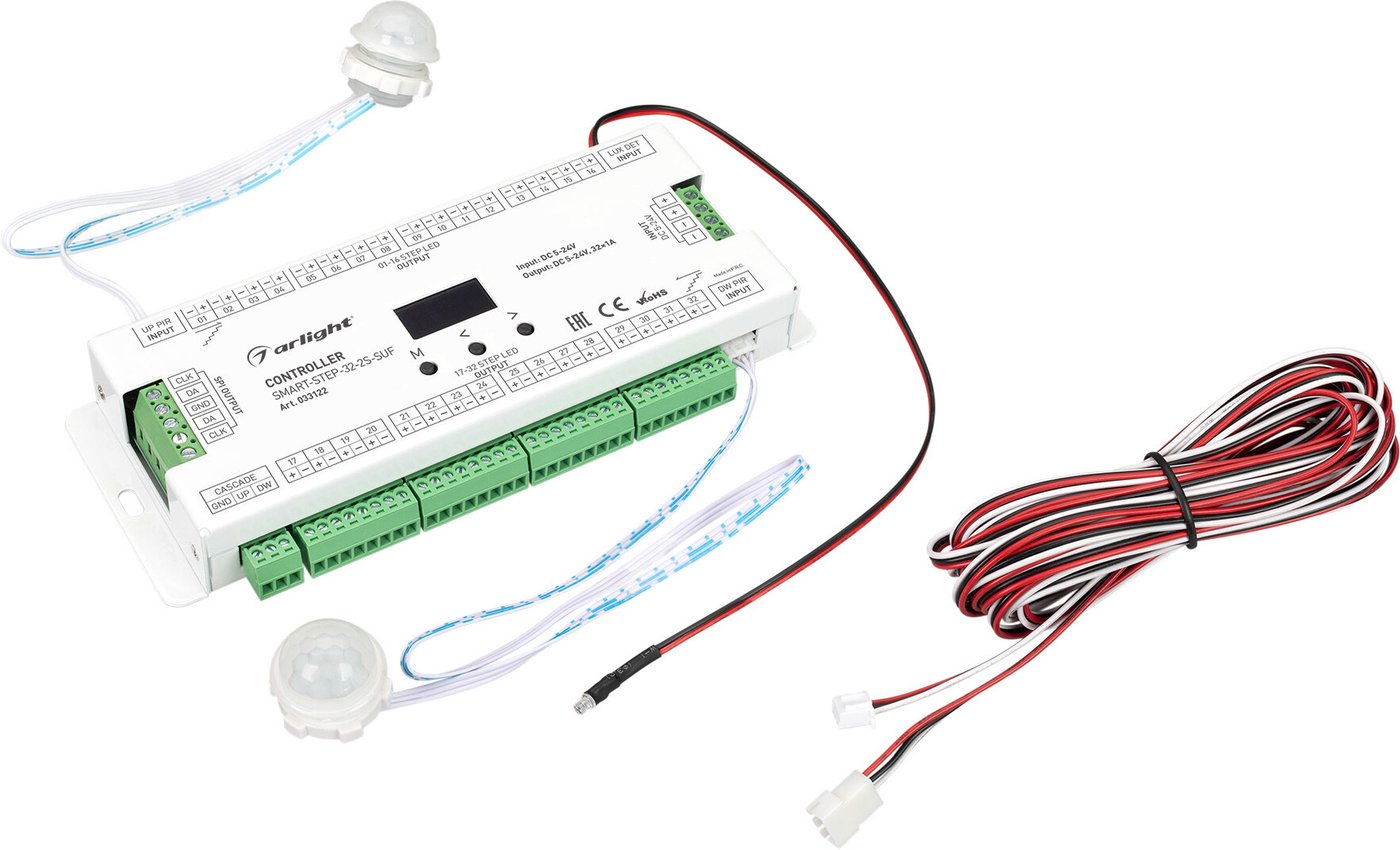 

Контроллер RGB Arlight SMART-STEP-32-2S-SUF (5-24V, 32x1A, SPI) 033122