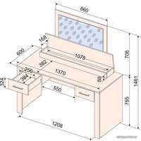 Туалетный столик с зеркалом Интерлиния Loft LT-СТ1 (дуб золотой/антрацит)
