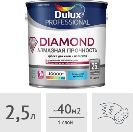 

Краска Dulux Professional Diamond Matt 2.5 л (белый)