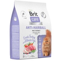 Сухой корм для кошек Brit Care Superpremium Anti-Hairball с белой рыбой и индейкой (вывод шерсти) 7 кг