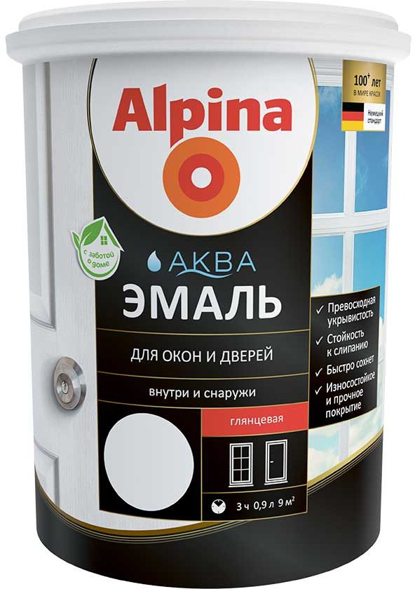 

Эмаль Alpina Аква 0.9 л (белый глянцевый)