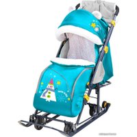 Санки-коляска Nika Ника детям 7-6 (снеговик/бирюзовый)