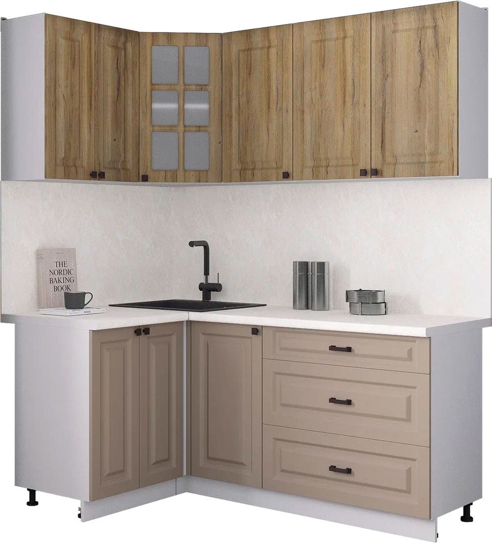 

Готовая кухня Интерлиния Мила Деко 1.2x1.8 (луна/дуб вотан/опал светлый)