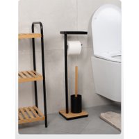 Держатель для туалетной бумаги и ершика FORA Bamboo Style FOR-ST-01BL (черный)