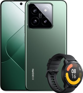 Xiaomi 14 12GB/512GB международная версия (нефритово-зеленый) и умные часы Xiaomi Watch S1 Active (черный) по акции