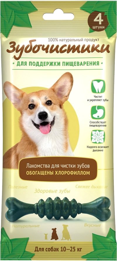 

Лакомство для собак Зубочистики Мятные для собак средних пород 4 шт/70 г