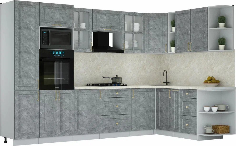 

Готовая кухня Интерлиния Мила Шато 1.88x3.2 ВТ PR (керамика/керамика/опал светлый)