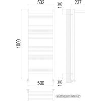 Полотенцесушитель TERMINUS Аврора П20 500х1000 с полкой нп 500