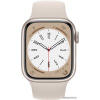 Умные часы Apple Watch Series 8 41 мм (алюминиевый корпус, звездный свет/звездный свет, спортивный силиконовый ремешок M/L)