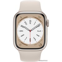 Умные часы Apple Watch Series 8 41 мм (алюминиевый корпус, звездный свет/звездный свет, спортивный силиконовый ремешок S/M)