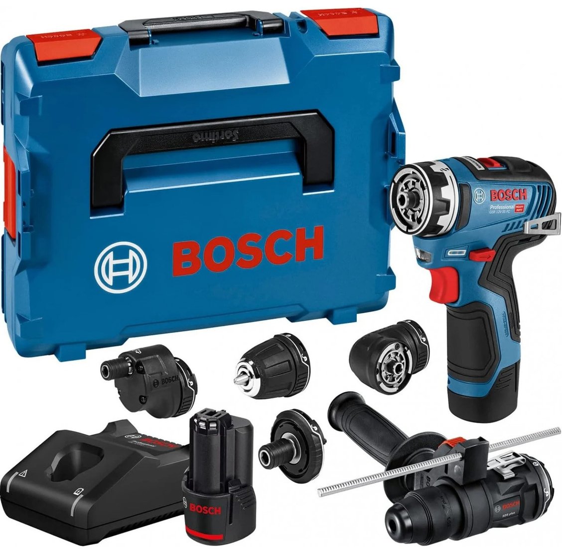 Дрель-шуруповерт Bosch GSR 12V-35 FC Professional 06019H3008 (с 2-мя АКБ, набор сменных патронов, кейс)