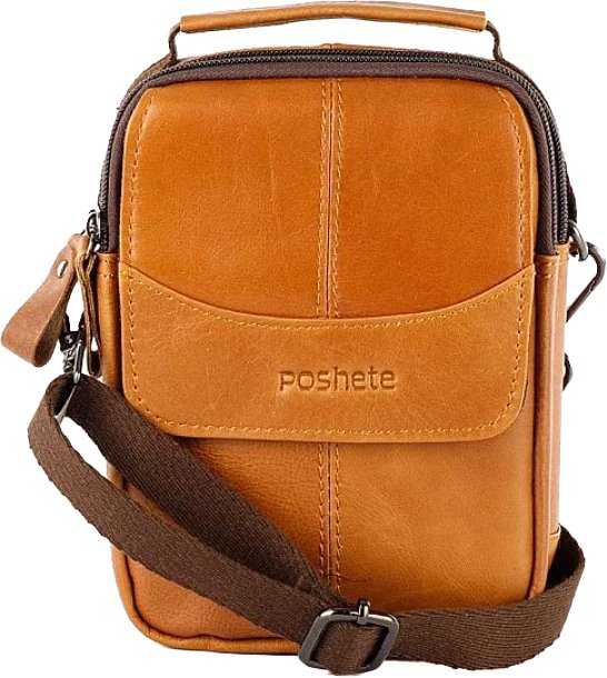 

Мужская сумка Poshete 196-208-46-DCM (Dark Camel)