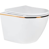 Унитаз подвесной Roxen Antares Gold в комплекте с инсталляцией StounFix Dual Fresh 6 в 1 968092 (кнопка: золото глянцевое )