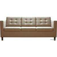 Диван Brioli Дилли клетка Д трехместный (рогожка, J2 бежевый/темные ножки)