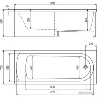 Фронтальный экран под ванну Alex Baitler 150x58 PF1558H