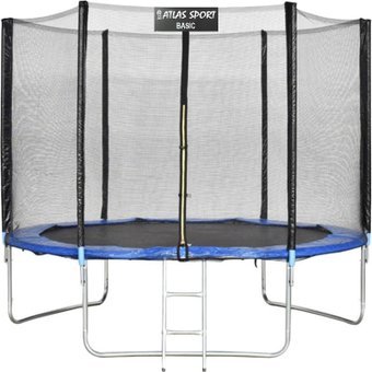 

Батут Atlas Sport 252 см - 8ft Basic (с лестницей, внешняя сетка, синий)
