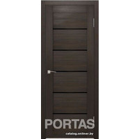 Межкомнатная дверь Portas S22 60x200 (орех шоколад, стекло lacobel черный лак)