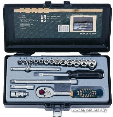 Набор трещотка с головками Force 2203 19 предметов