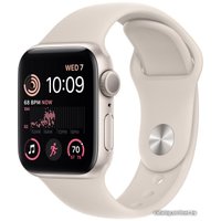 Умные часы Apple Watch SE 2 40 мм (алюминиевый корпус, звездный свет/звездный свет, спортивный силиконовый ремешок S/M)
