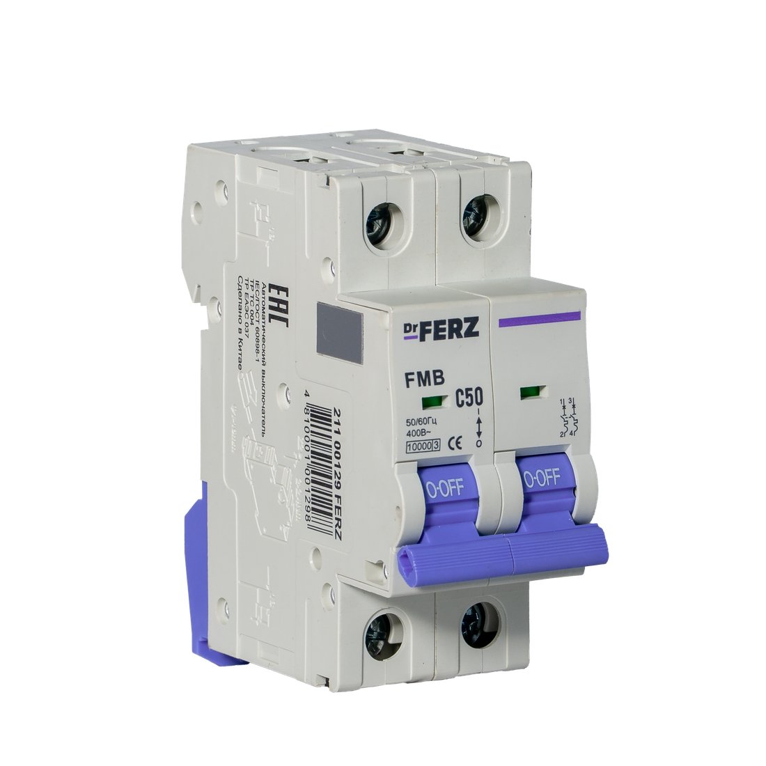 

Выключатель автоматический Dr.Ferz FMB-C 10kA 2P 50 C 21100129FERZ
