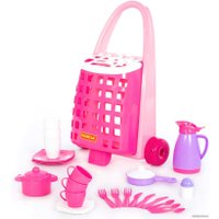 Набор игрушечной посуды Полесье Забавная тележка с набором детской посуды 44389