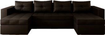 П-образный диван Настоящая мебель Константин (независимый пружинный блок, экокожа, коричневый)